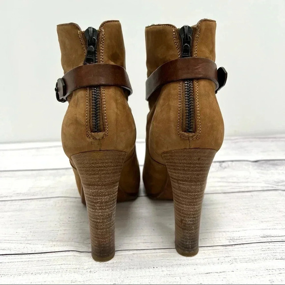 Rag and Bone Leather Suede Ankle Chelsea Boots Cognac Brown Heel Western 9.5 US - Picture 4 of 13